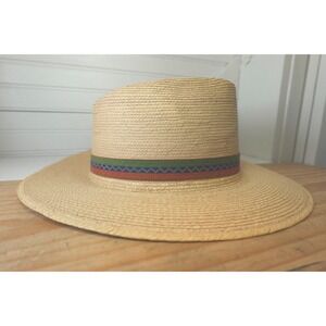 Vintage La Giralda Straw Hat Sz 58 Guatemala Handcrafted Artisan Palm Leaf